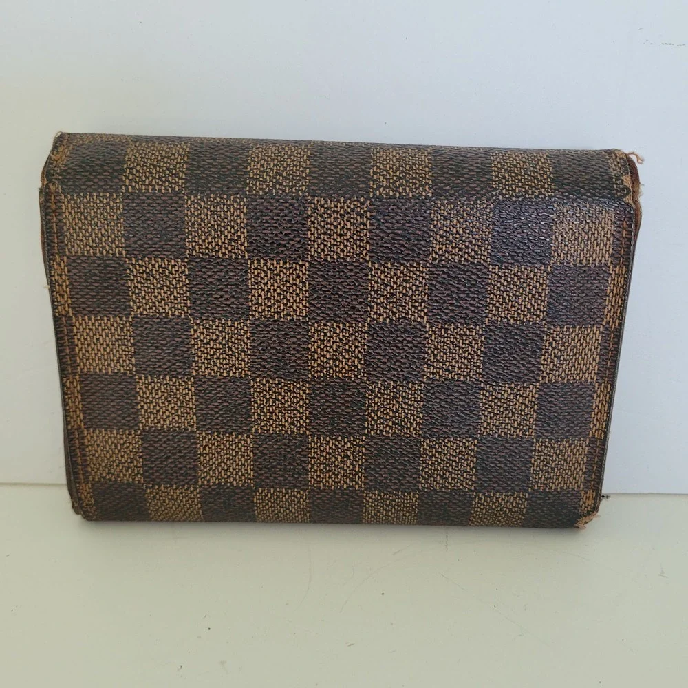 Louis Vuitton Damier Ebene Trifold Wallet Brown Checkered SP0073 France Fair